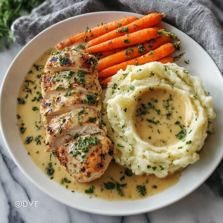 Creamy Herb Chicken with Mashed Potatoes and Glazed Carrots Recipe