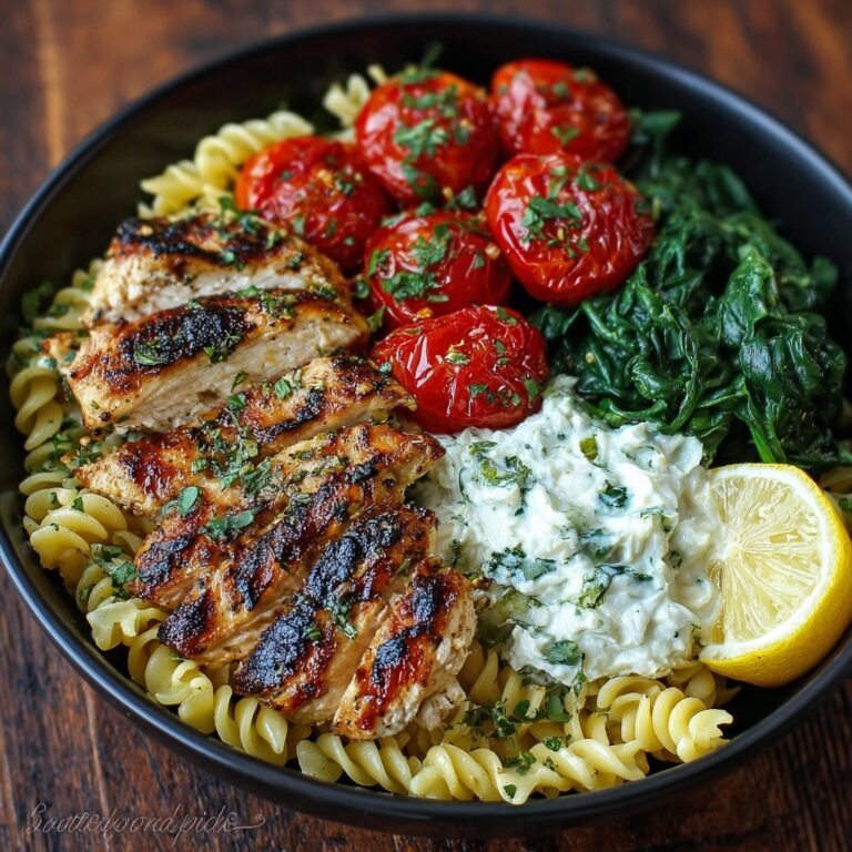 Lemon Dijon Chicken Orzo Bowl with Lemon Whipped Feta Recipe