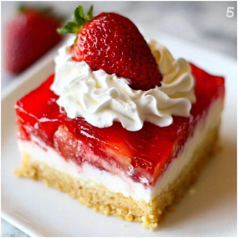 Jello Pretzel Salad with Fresh Strawberries and Cream Recipe