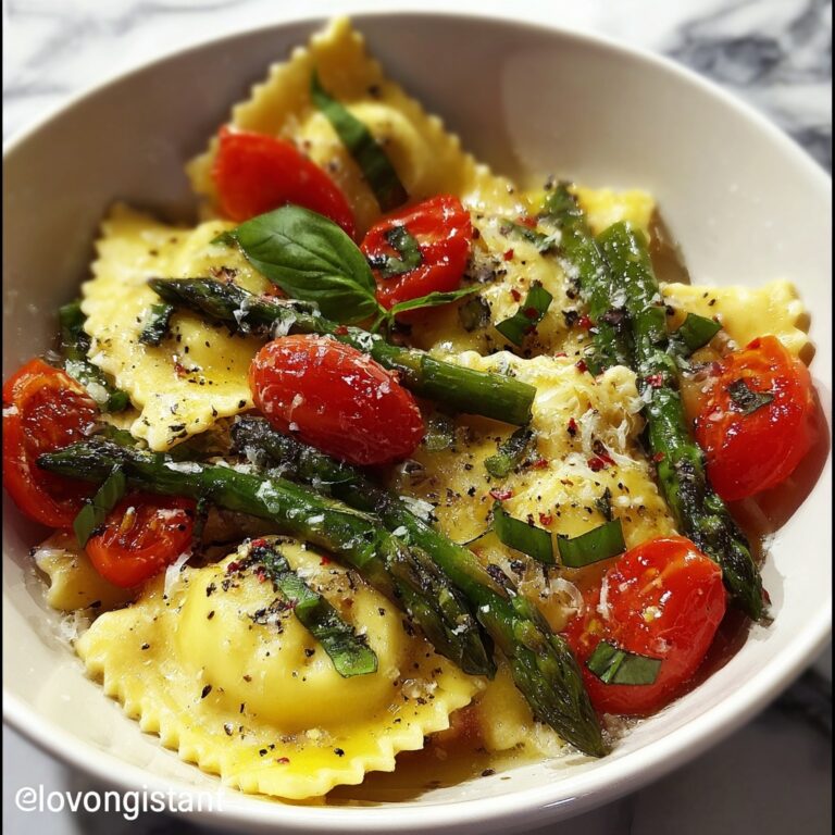 Ravioli with Cherry Tomatoes, Asparagus, and Fresh Herbs Recipe