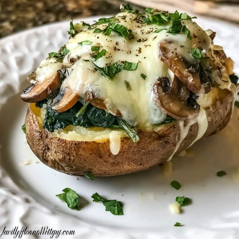 Baked Potatoes with Spinach, Mushrooms, and Cheese Recipe